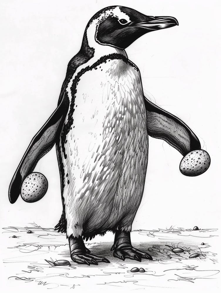 Emperor Penguin Balancing Eggs 3