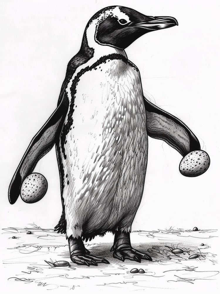 Emperor Penguin Balancing Eggs 3