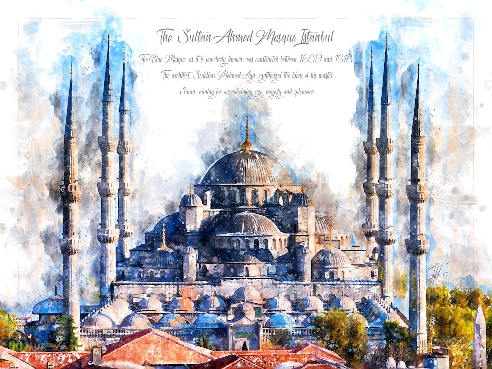 Blue Mosque, Watercolor