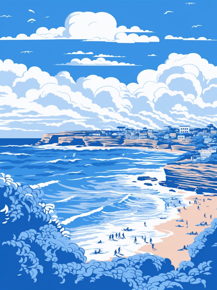 A Screen Print Of Bronte Beach Australia 2