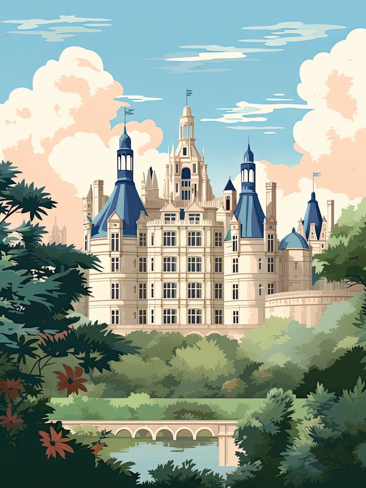 Chateau De Chambord   Chambord, France   Cute Botanical Illustration Travel 2