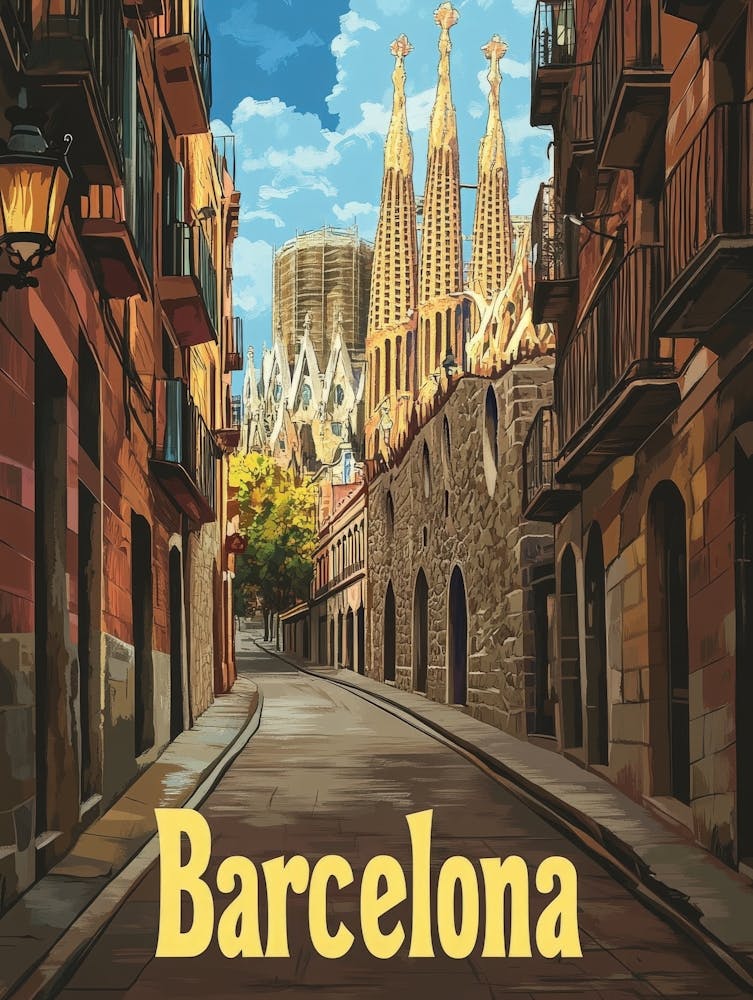 Aihrgdesign A Retro Travel Poster For Barcelona 2