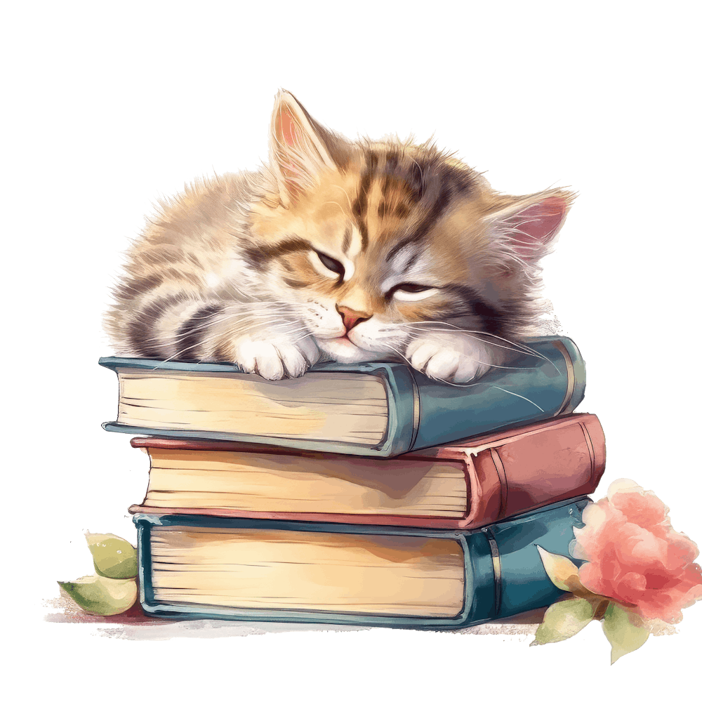 Cat Sleeping On Books 16
