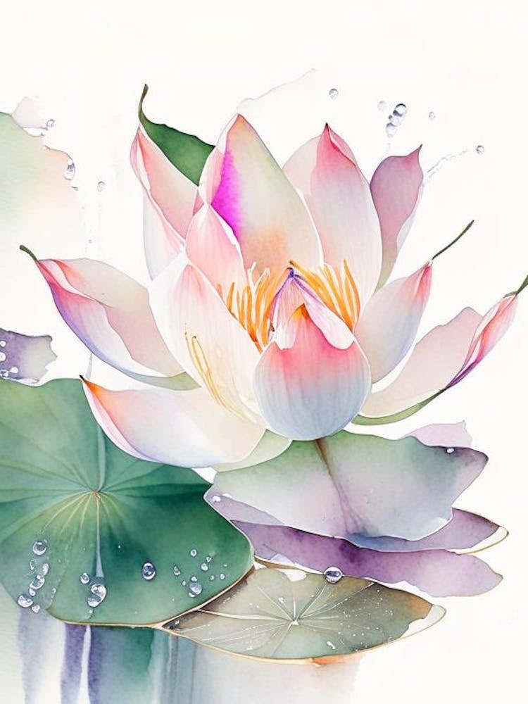 Lotus Flower Petals Watercolour 4