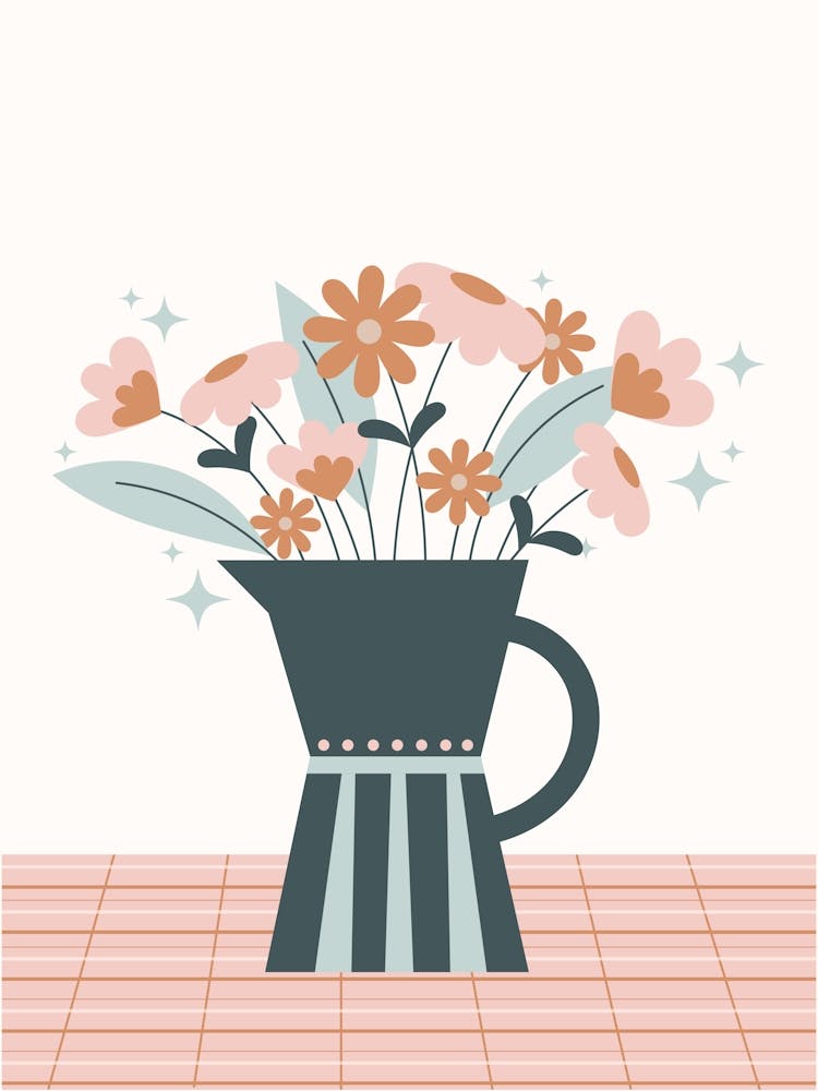 Affiche Café & Fleurs