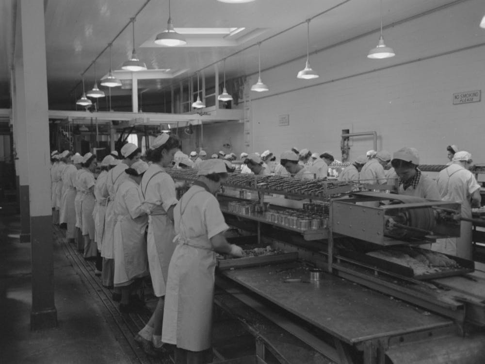 Untitled Photo, Possibly Related To Packing Tuna Into Cans, Columbia River Packing Association, Astoria, Oregon By