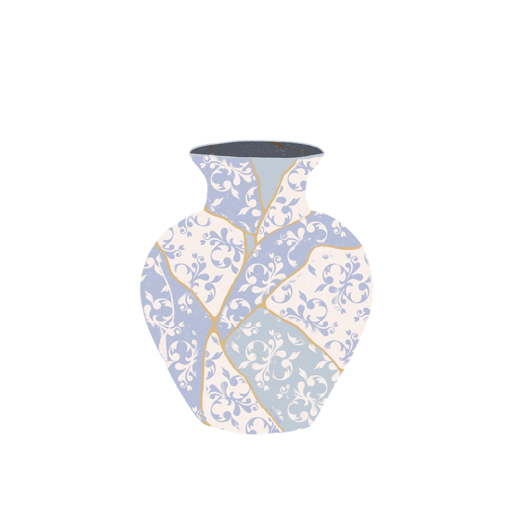 Kintsugi Blue Vase