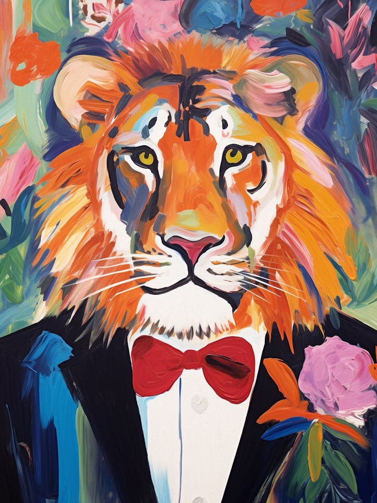 Lion In A Suit Painting