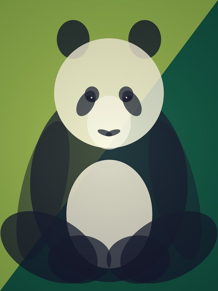 Panda Géométrique Milieu de Siècle