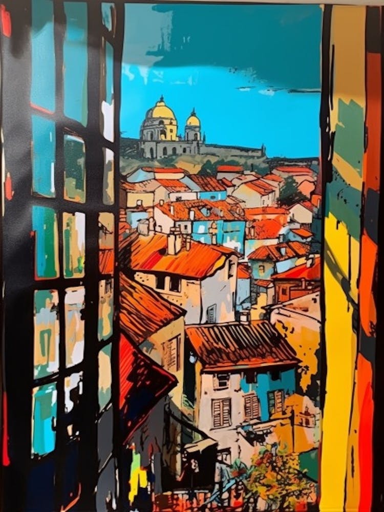 A Window View Of Prague In The Style Of Pop Art 2