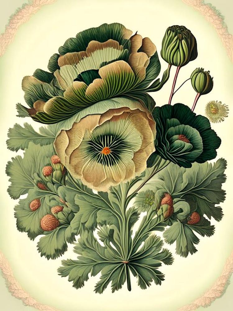 Ranunkel Floral 2 Botanisches Vintage-Poster Blume
