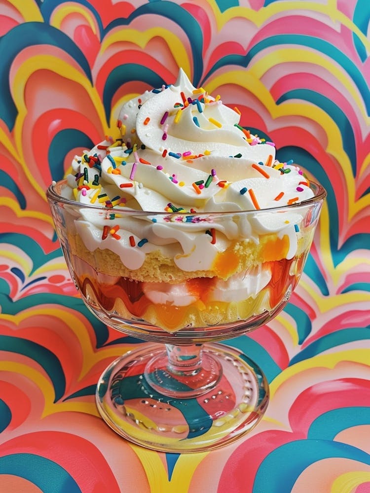 Rainbow Layered Jelly Trifle Retro Collage 1
