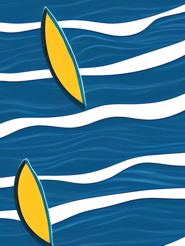 Yellow Surfboards Lemon Waves Surfing Block Prints