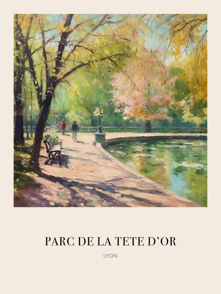 Parc De La Tete D Or Lyon France Vintage Cezanne Inspired Poster
