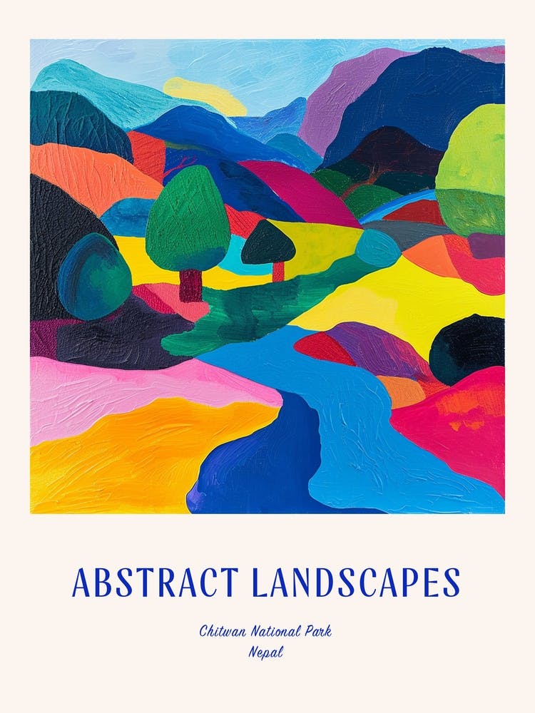 Colourful Abstract Chitwan National Park Nepal 2 Poster Blue