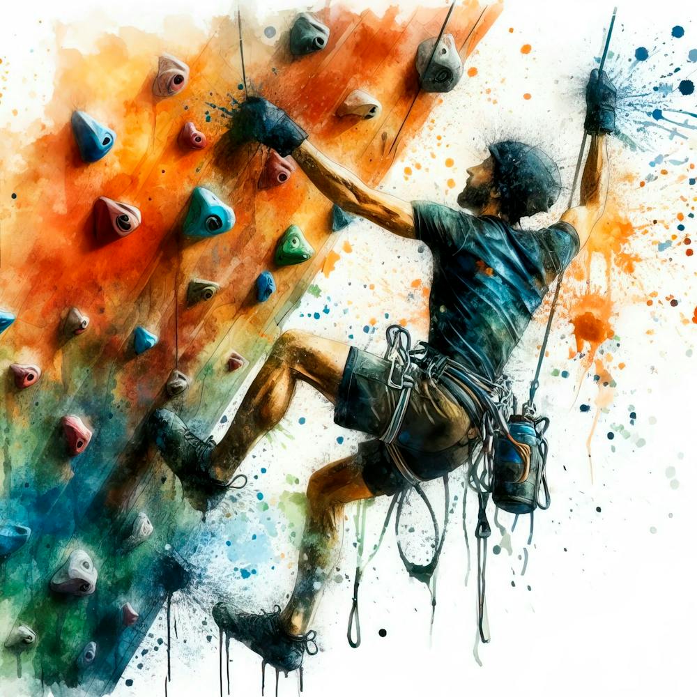 Watercolor Of A Climbing Wall