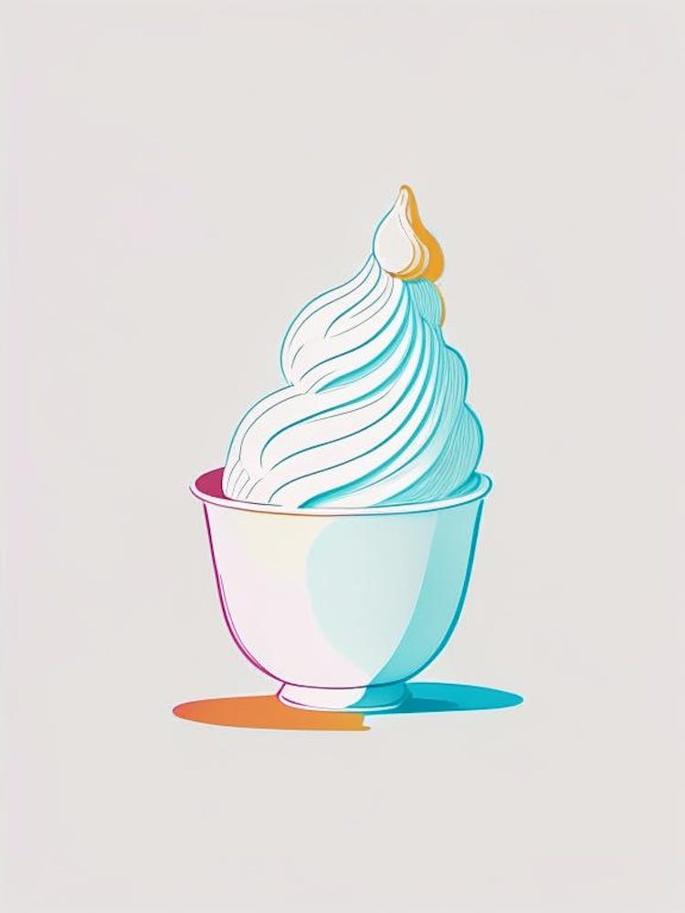 Whipping Cream Dairy Food Minimal Line Drawing 2