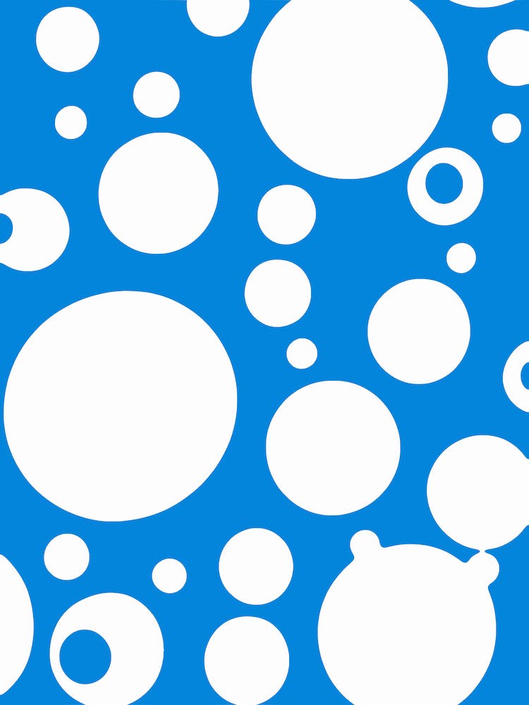 Blue and White Bubble Minimal Abstract