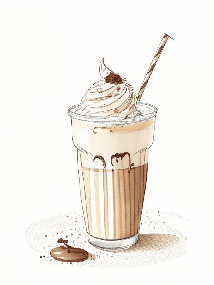 Coffee Milkshake Dairy Food Pencil Illustration
