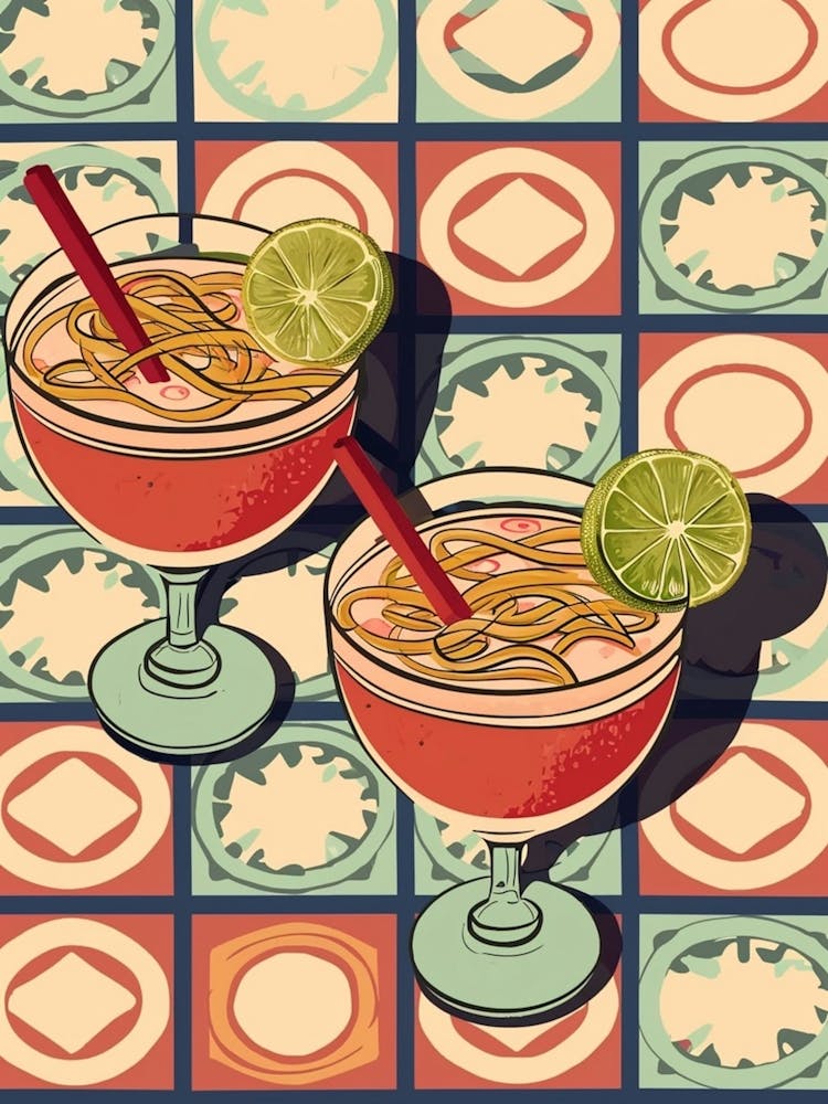 Funky Cocktails Tiled Background 2