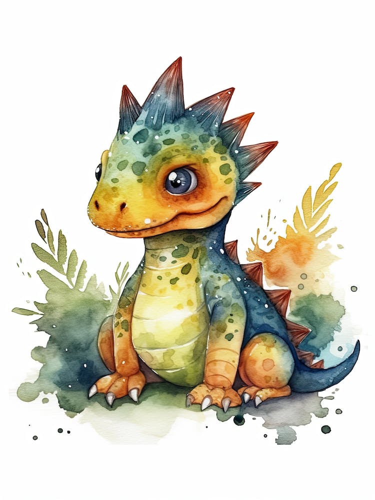 Citipati Cute Dinosaur Watercolour 3