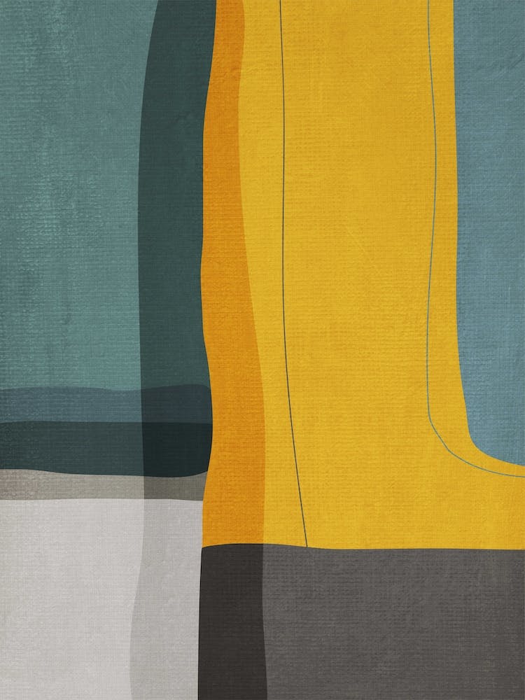 Mustard Teal Gray Abstract