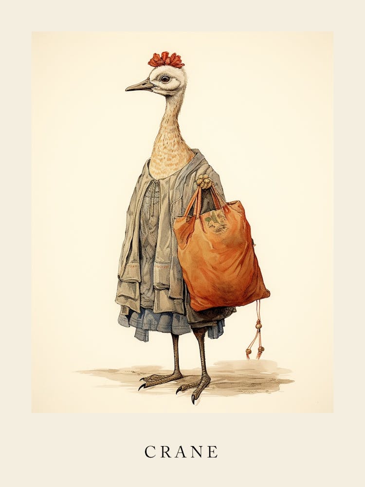 Beatrix Potter Inspiriertes Tier-Aquarell Kranich 4