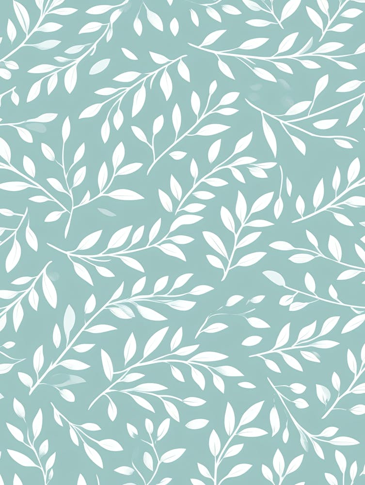 White Leaves On A Blue Background