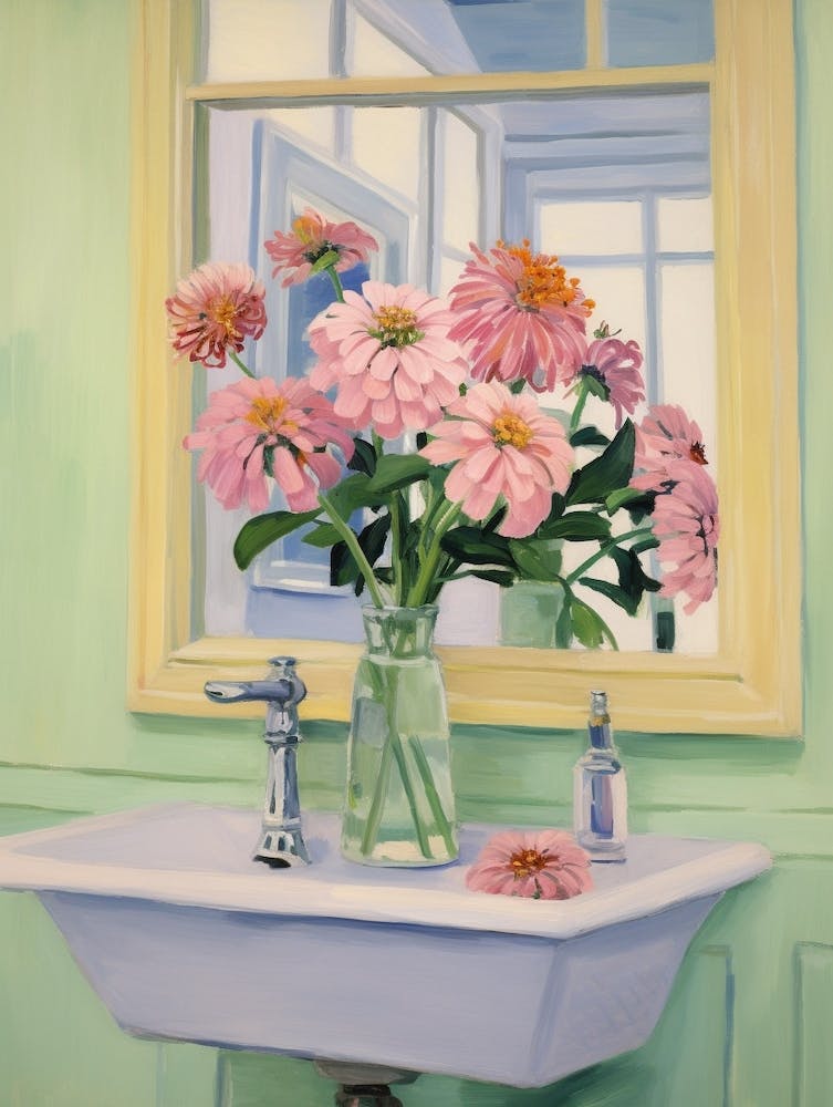 A Vase With Zinnia, Flower Bouquet 4