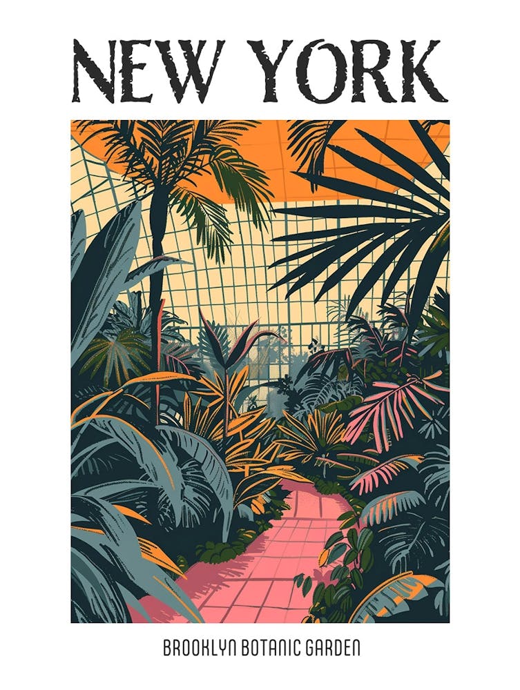 Brooklyn Botanic Garden New York Colourful Silkscreen Illustration 3 Poster