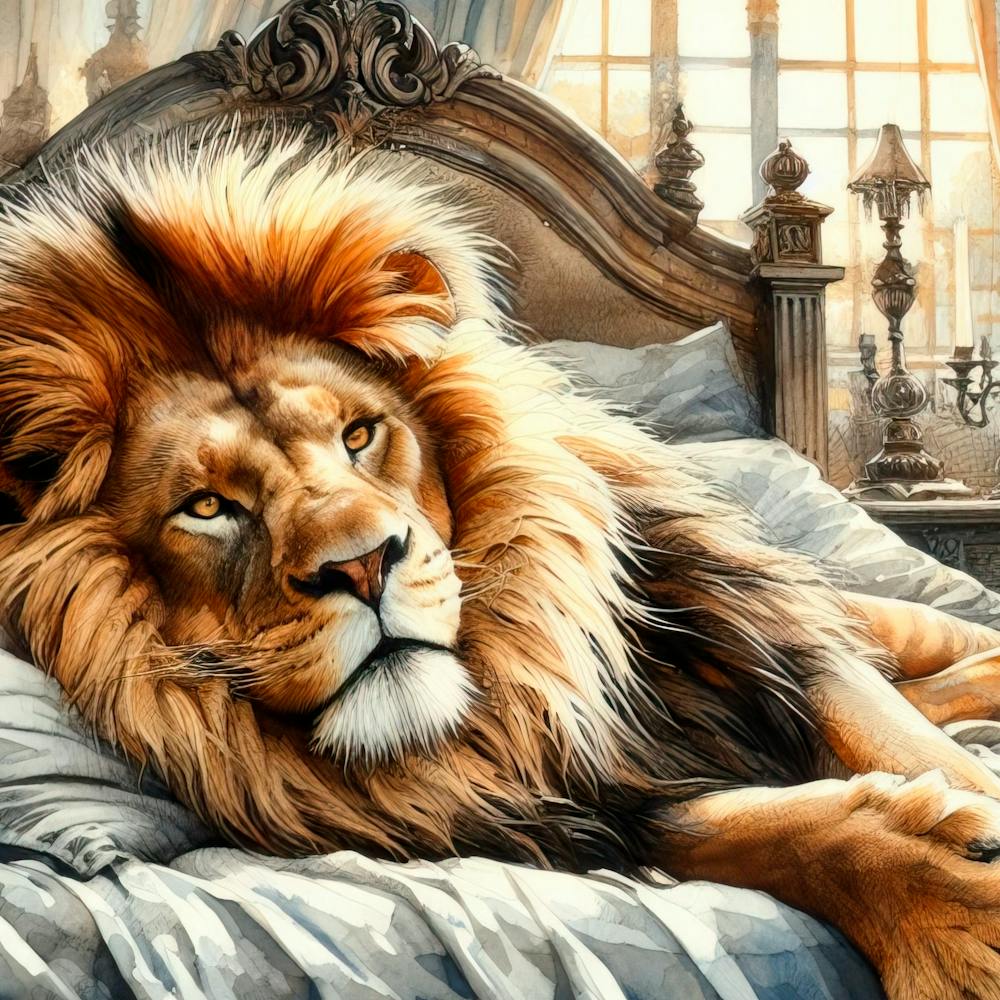 Lion In Bed