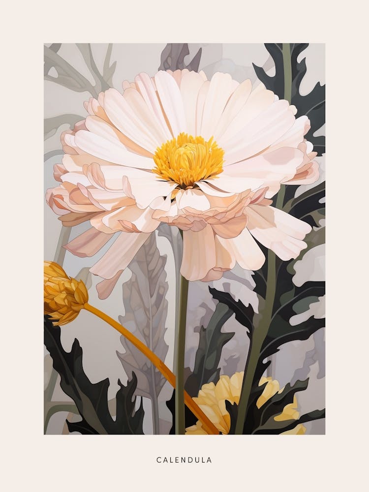 Flower Illustration Calendula 3 Poster
