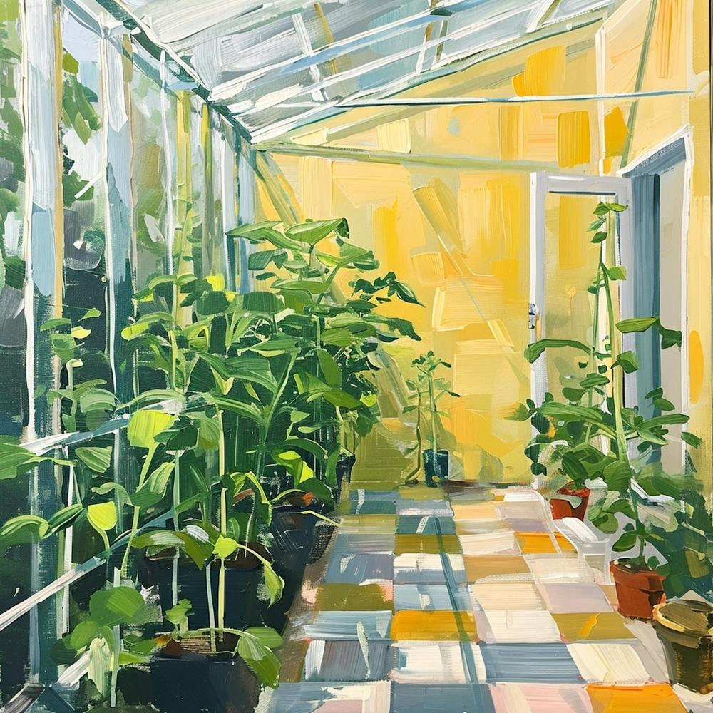 Plants In The Greenhouse Yellow Checkerboard 1
