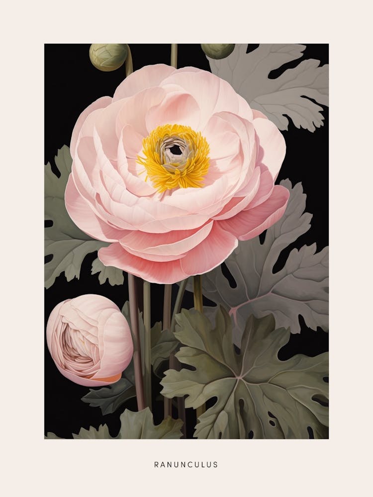 Flower Illustration Ranunculus 3 Poster