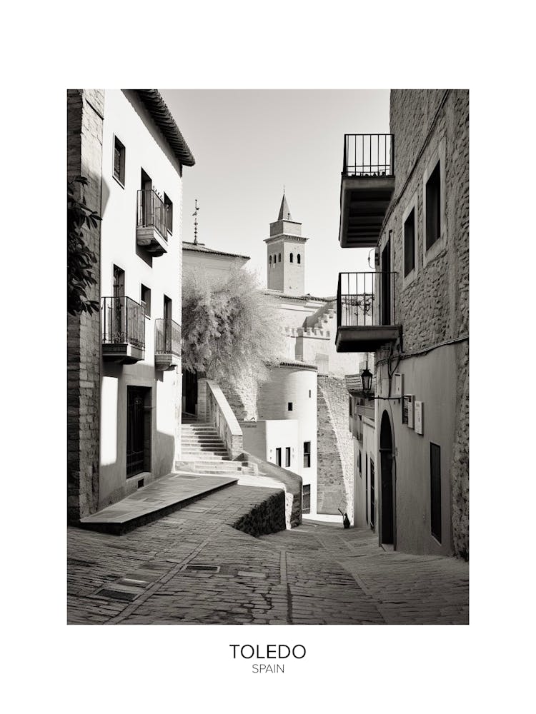 Poster Of Toledo, Spain, Black And White Analogue Photography 3