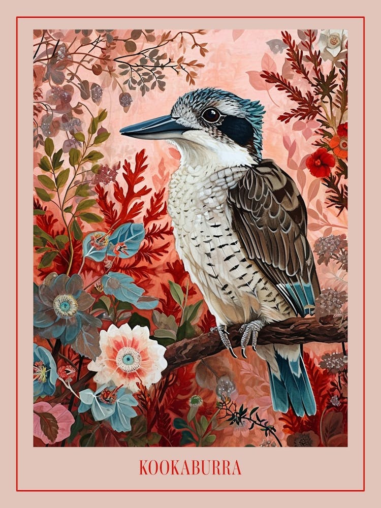 Floral Animal Painting Kookaburra 1 Poster