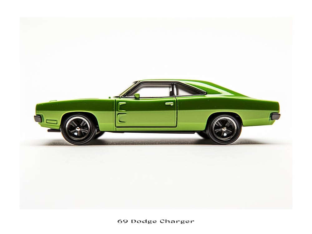 Toy Car 69 Dodge Charger Green Poster