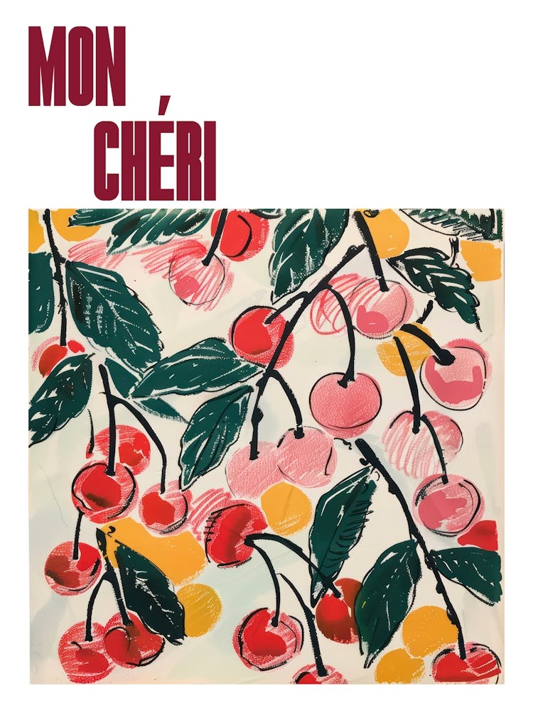 Mon Cheri Poster Cherries Matisse Style 8