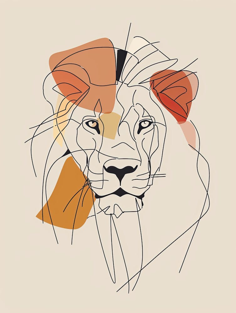 Lion - Boho, Line Art 2