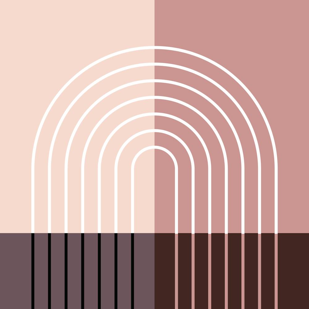 Rainbow Colour Block Line Modern Midcentury Abstract 9