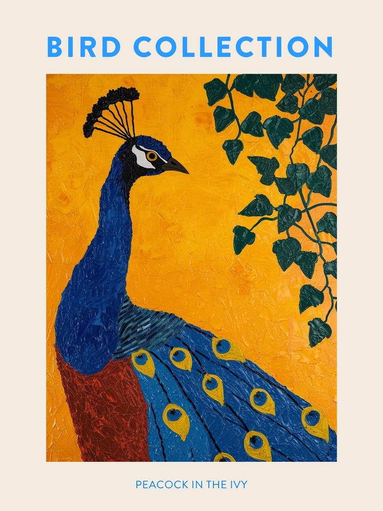 Peacock Mustard Sunset With Ivy 2 Poster