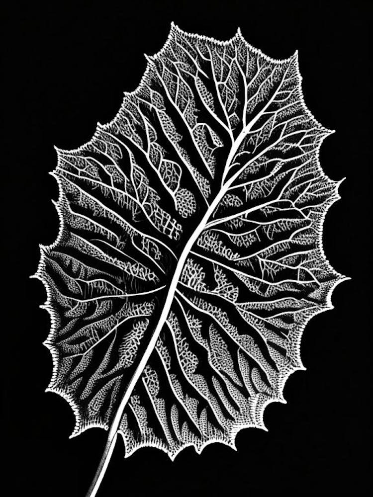 Mulberry Leaf Linocut 2