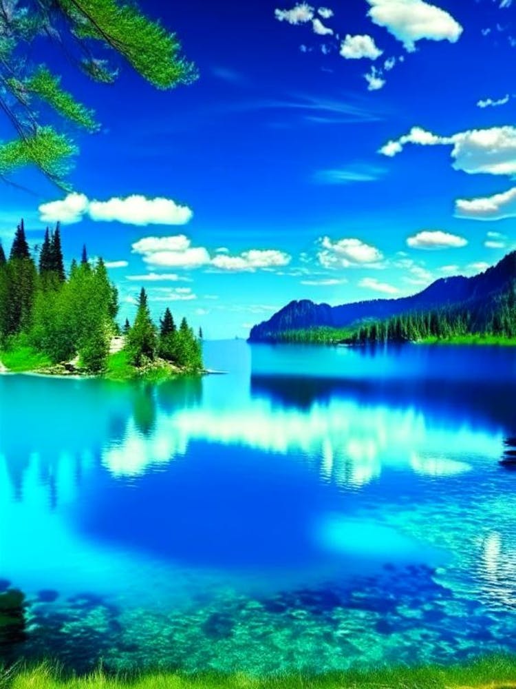 Paysages Lac Bleu Photographie de Paysage Aquatique 3
