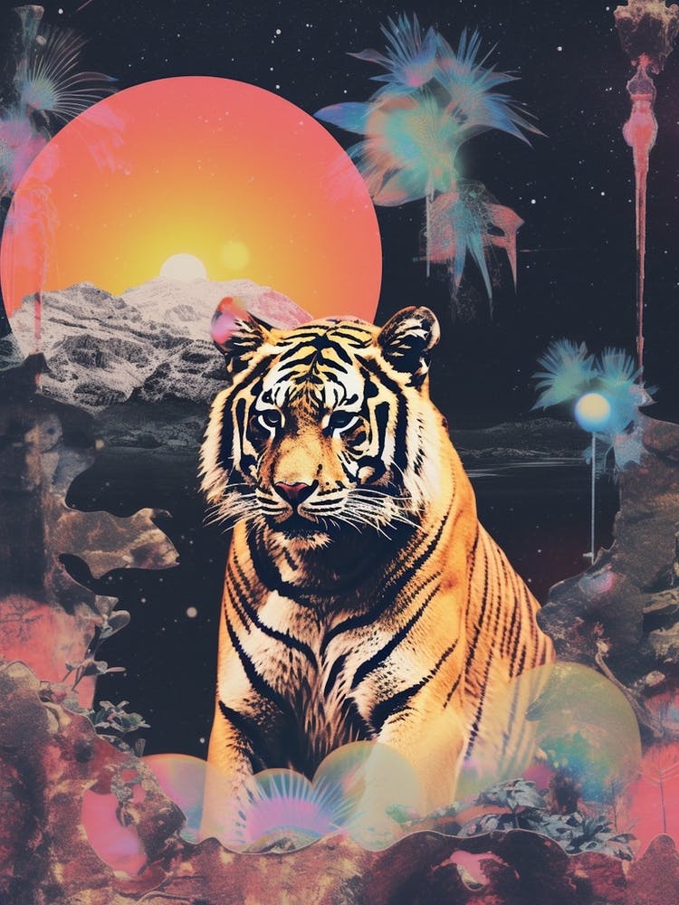 Tiger Retro Space Collage 3