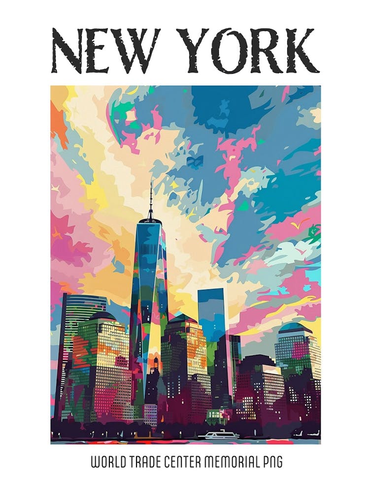 World Trade Center Memorial New York Farbenfrohe Siebdruck-Illustration 2png Poster
