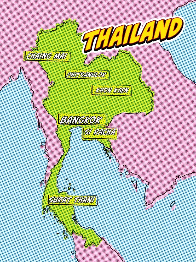 Thailand Pop Art Map