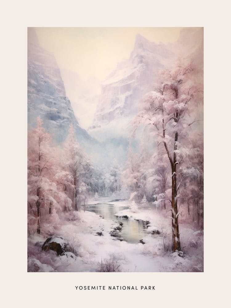 Dreamy Winter National Park Poster  Yosemite National Park United States 3