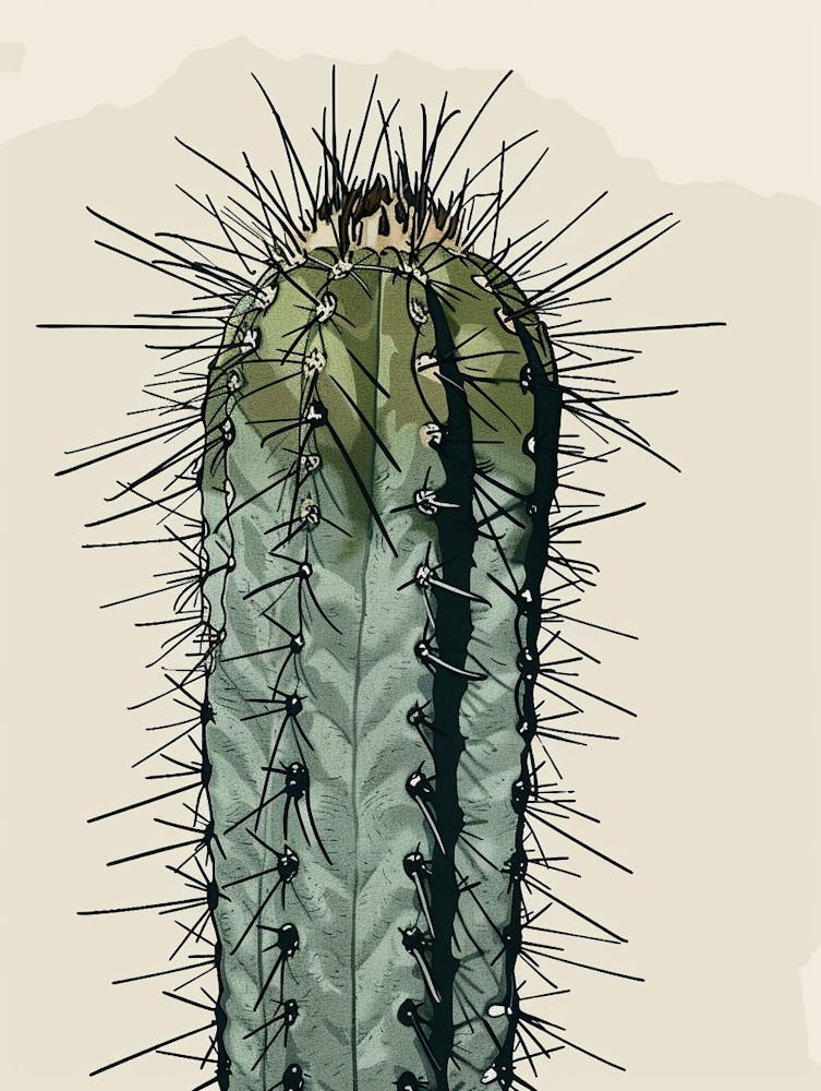 Bishops Cap Cactus Minimalist Abstract Illustration 3
