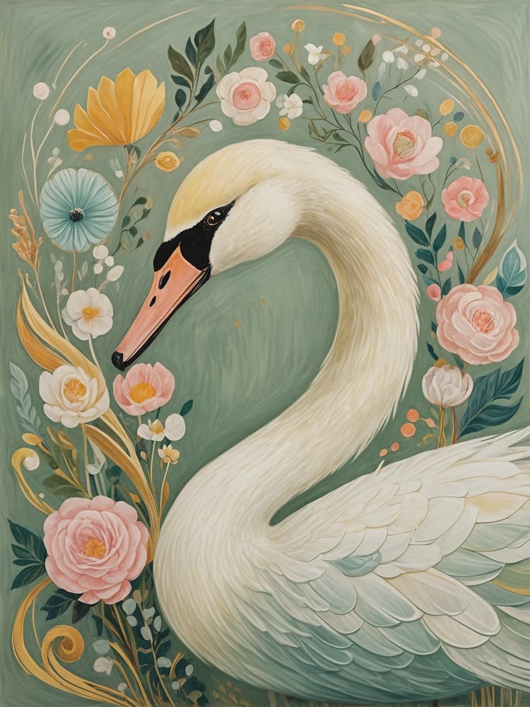 Elegant Floral Swan