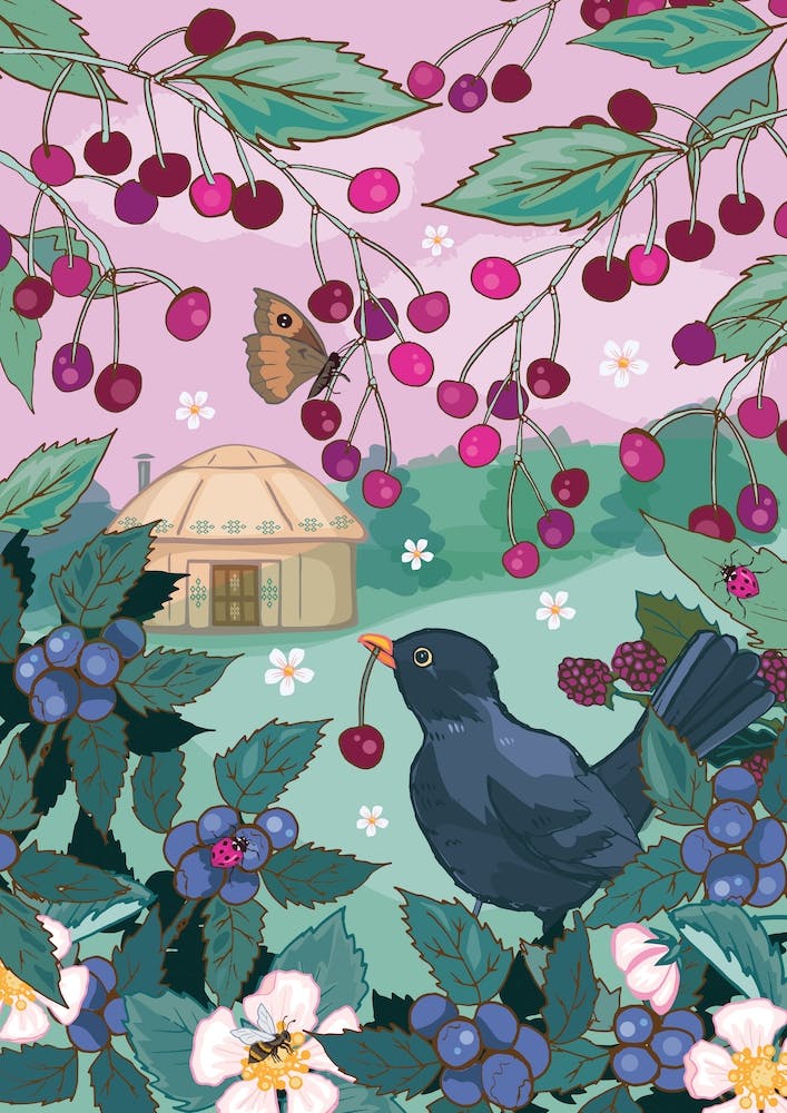 Yurt And Blackbird Cherry Thief